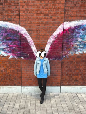 「Honeys」｜「アイテム（デニムジャケット）」を使った、Beautiful Skyさん（レディース・154cm）の春コーディネート