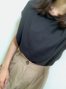 「chocomee（チョコミー）のアイテム（スラックス）」を使った、yuriさん（レディース・157cm）の夏コーディネート
