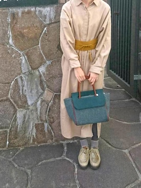 「パラブーツ」｜「アイテム（シャツワンピース）」を使った、n a t s u k iさん（レディース・164cm）の冬コーディネート