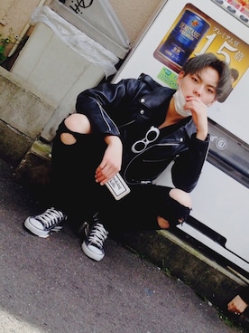 「FR2」｜「アイテム（ライダースジャケット）」を使った、Daisuke.さん（メンズ・176cm）の夏コーディネート