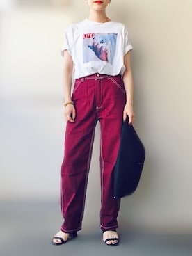 「GRAY（グライ）のアイテム」を使った、希々さん（レディース・157cm）の夏コーディネート