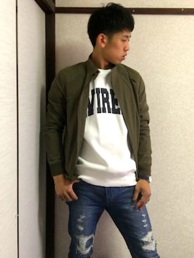 「MK MICHEL KLEIN HOMME （エムケーミッシェルクランオム）のアイテム（ブルゾン）」を使った、Takumiさん（メンズ・175cm）の春コーディネート