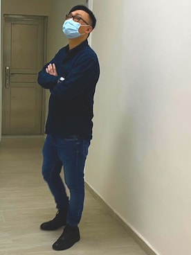 「PULL&BEAR（プルアンドベア）のアイテム（デニムパンツ）」を使った、Spencer Yauさん（メンズ・180cm）の春コーディネート