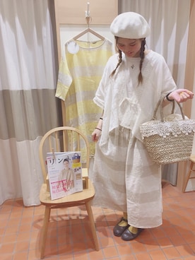「Samansa Mos2 blue（サマンサモスモスブルー）のアイテム（ハンチング/ベレー帽）」を使った、ねこさん（レディース・164cm）の春コーディネート