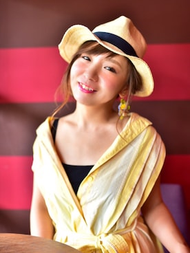 「おとなコーデ」｜「アイテム（帽子）」を使った、ainamecoさん（レディース・155cm）の夏コーディネート