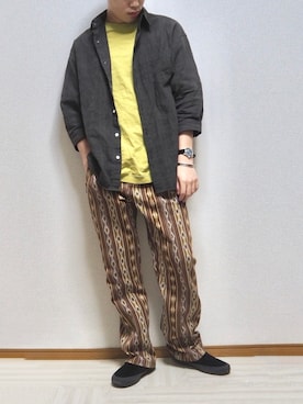 「おうちスタイル」｜「アイテム（スリッポン）」を使った、yoshiiiさん（メンズ・169cm）の春コーディネート