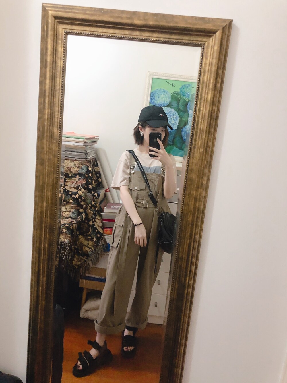 「mysticの転写フォトプリント半袖T（Tシャツ/カットソー、ベージュ系）」を使った、Mio哥哥さん（レディース・160cm）の夏コーディネートの1枚目の写真