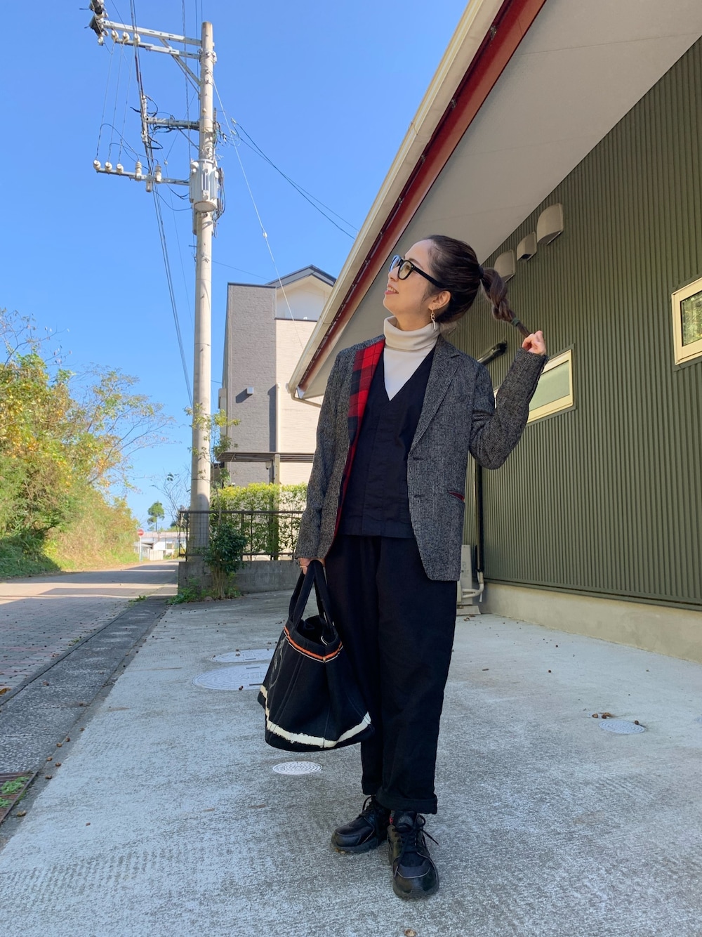 「ジョンブル、ナイキ、ハラチ、低身長コーデ」｜「Johnbullのアイテム（ジャケット/アウター、グレー系）」を使った、sena5818さん（レディース・150cm）の冬コーディネートの1枚目の写真