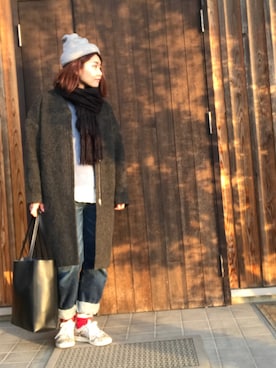 「MAISON DE REEFUR（メゾンドリーファー）のアイテム（その他アウター）」を使った、Tomomi さん（レディース・159cm）の冬コーディネート