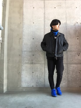 「Guess（ゲス）のアイテム（ブルゾン）」を使った、RYONCHYさん（メンズ・169cm）の冬コーディネート