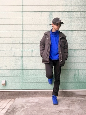 「no brand（ノーブランド）のアイテム（ダウンジャケット/コート）」を使った、RYONCHYさん（メンズ・169cm）の冬コーディネート