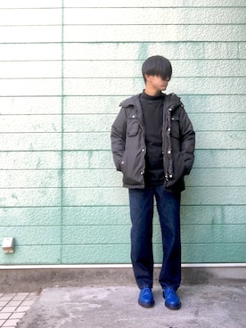 「no brand（ノーブランド）のアイテム（ダウンジャケット/コート）」を使った、RYONCHYさん（メンズ・169cm）の冬コーディネート
