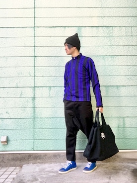 「MARC JACOBS（マークジェイコブス）のアイテム（スニーカー）」を使った、RYONCHYさん（メンズ・169cm）の春コーディネート