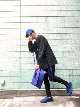 「HERE'S（HERE'S）のアイテム（バッグ）」を使った、RYONCHYさん（メンズ・169cm）の夏コーディネート