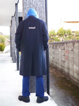 「outfit」｜「アイテム（ステンカラーコート）」を使った、RYONCHYさん（メンズ・169cm）の冬コーディネート