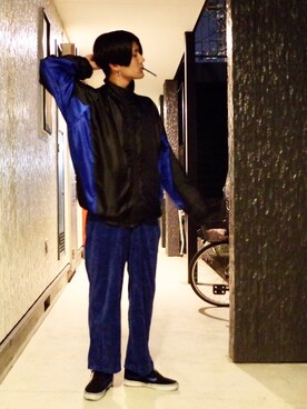 「no brand（ノーブランド）のアイテム（ナイロンジャケット）」を使った、RYONCHYさん（メンズ・169cm）の秋コーディネート