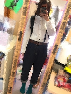 「靴下屋（クツシタヤ）の靴下屋/ デオドラントゴム長ショートソックス（ソックス/靴下、グリーン系）」を使った、Mikariさん（レディース・154cm）の春コーディネート