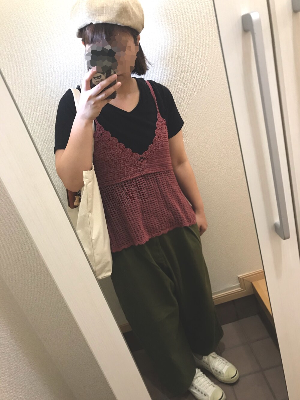 「rpsのアイテム（キャミソール、ピンク系）」を使った、Mikariさん（レディース・154cm）の夏コーディネートの1枚目の写真