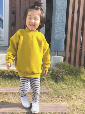 「マスタードイエロー」｜sou_mamaさん（キッズ・90cm）の秋コーディネート
