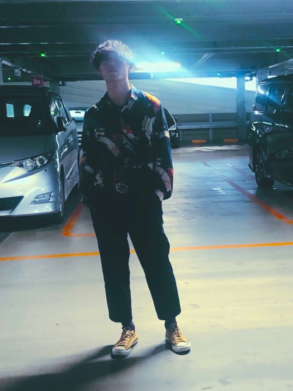「休日スタイル、柄シャツ、梅雨、おしゃれさんと繋がりたい、プチプラコーデ、シャツスタイル、フォローミー、instagram」｜「GUCCIのGucci - GG Supreme ベルト - men - レザー/Canvas/metal - 75（ベルト、ブラック系）」を使った、Yoshikiさん（メンズ・170cm）の夏コーディネートの1枚目の写真