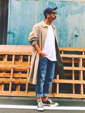 「アイテム（ステンカラーコート）」を使った、YosaKuginoさん（メンズ・176cm）の秋コーディネート