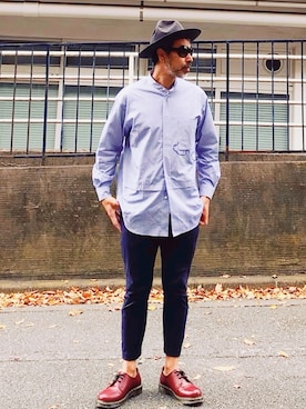 「Dr. Martens（ドクターマーチン）のアイテム（その他シューズ）」を使った、YosaKuginoさん（メンズ・176cm）の秋コーディネート
