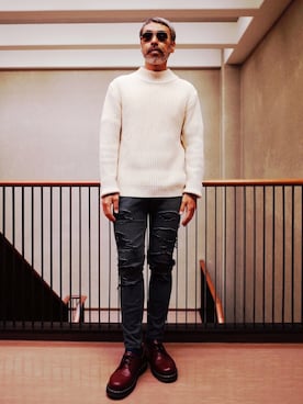 「Dr. Martens（ドクターマーチン）のアイテム（その他シューズ）」を使った、YosaKuginoさん（メンズ・176cm）の冬コーディネート