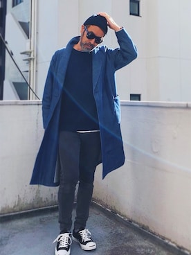 「アイテム（ニットキャップ/ビーニー）」を使った、YosaKuginoさん（メンズ・176cm）の春コーディネート