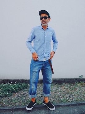「VANS（バンズ）のアイテム（スリッポン）」を使った、YosaKuginoさん（メンズ・176cm）の春コーディネート