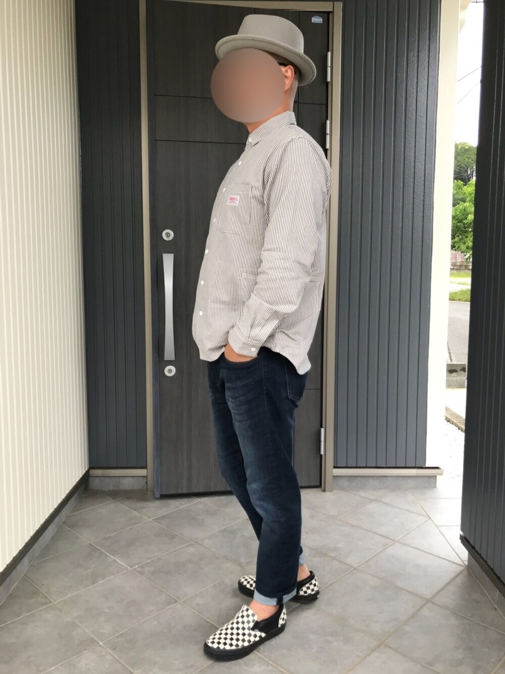 「シャツコーデ、VANS、N.HOOLYWOOD、UNIQLO、coen、スニーカー」｜「coenのSMITH(スミス)別注長袖ワークシャツ18SS（シャツ/ブラウス、その他）」を使った、普通のオッサンさん（メンズ・180cm）の春コーディネートの1枚目の写真