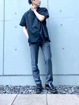 「DOOPZ（ドープス）のアイテム（スラックス）」を使った、まるさん（メンズ・170cm）の夏コーディネート