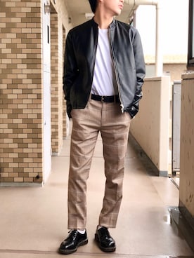 「URBAN RESEARCH Sonny Label（アーバンリサーチサニーレーベル）のアイテム（ライダースジャケット）」を使った、まるさん（メンズ・171cm）の秋コーディネート