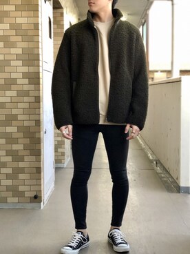 「H&M（エイチ・アンド・エム）のアイテム（スウェット）」を使った、まるさん（メンズ・171cm）の冬コーディネート