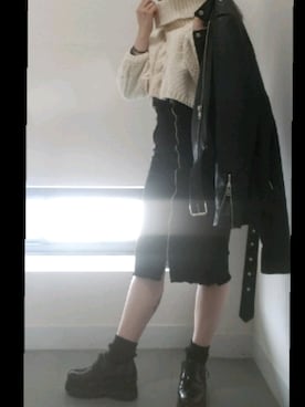 「ショート丈トップス」｜「アイテム（ブーティ）」を使った、nanacoさん（レディース・157cm）の冬コーディネート