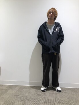 「AVIREX（アヴィレックス）のヴィンテージ ジップパーカー USアーミー/VINTAGE ZIP PARKA U.S. ARMY（パーカー、ブルー系）」を使った、だいちさん（メンズ・172cm）の冬コーディネート