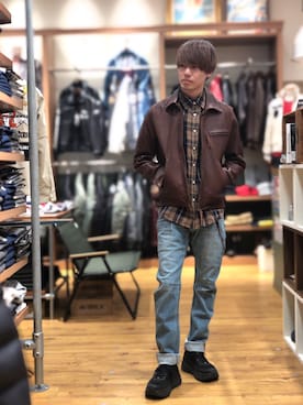 「羊革」｜だいちさん（メンズ・172cm）の冬コーディネート