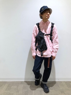 「AVIREX（アヴィレックス）のAVI-リバーシブルHAT（ハット、ブルー系）」を使った、だいちさん（メンズ・172cm）の冬コーディネート