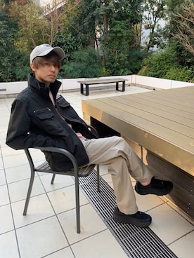 「AVIREX（アヴィレックス）のAVIREX×NEW ERA/　アヴィレックス×ニューエラ/ 9TWENTY/ POLO CAP AVIREX U.S.A FLAG/ ポロキャップ　AVIREXアメリカ国旗/Belle（キャップ、ベージュ系）」を使った、だいちさん（メンズ・172cm）の冬コーディネート