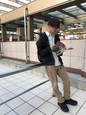 「AVIREX（アヴィレックス）のオックスフォードシャツ　サブマリン/OXFORD SHIRT"SUBMARINE"（シャツ/ブラウス、ホワイト系）」を使った、だいちさん（メンズ・172cm）の春コーディネート