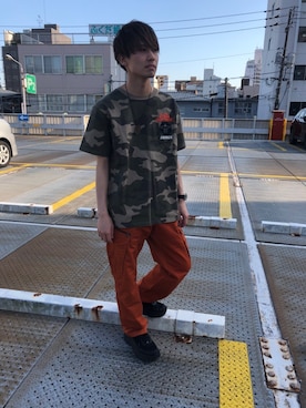 「AVIREX（アヴィレックス）の刺繍Tシャツ　ハマーフィールド/S/S EMBROIDERED T-SHIRT HAMMER FIELD（Tシャツ/カットソー、その他）」を使った、だいちさん（メンズ・172cm）の春コーディネート