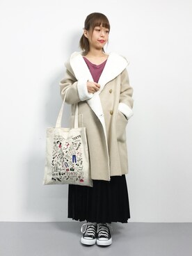 「HusHusH（ハッシュアッシュ）のアイテム（ジャケット/アウター）」を使った、saya☺︎さん（レディース・149cm）の冬コーディネート