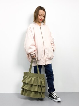 「Another Edition（アナザーエディション）のアイテム（MA-1）」を使った、saya☺︎さん（レディース・149cm）の冬コーディネート