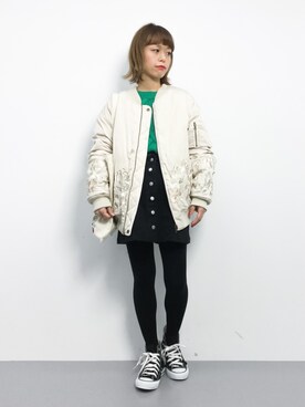 「LILY BROWN（リリーブラウン）のアイテム（MA-1）」を使った、saya☺︎さん（レディース・149cm）の冬コーディネート