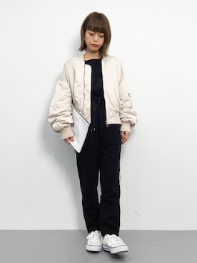 「Another Edition（アナザーエディション）のアイテム（MA-1）」を使った、saya☺︎さん（レディース・149cm）の冬コーディネート