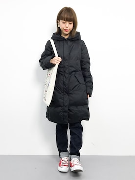 「BENETTON (UNITED COLORS OF BENETTON)（ベネトンユナイテッドカラーズオブベネトン）のアイテム（ダウンジャケット/コート）」を使った、saya☺︎さん（レディース・149cm）の冬コーディネート