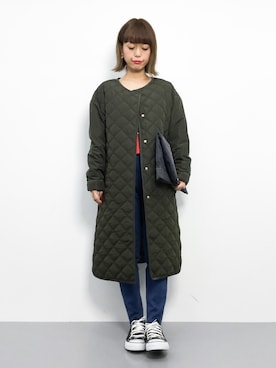 「キルティングコート」｜saya☺︎さん（レディース・149cm）の冬コーディネート