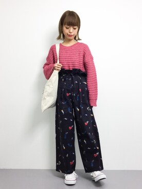 「chambre de charme（シャンブルドゥシャーム）のアイテム（パンツ）」を使った、saya☺︎さん（レディース・149cm）の冬コーディネート