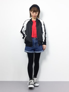 「RAY CASSIN（レイカズン）のアイテム（MA-1）」を使った、saya☺︎さん（レディース・149cm）の冬コーディネート