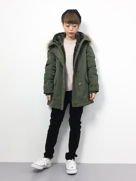 「Doux archives（ドゥアルシーヴ）のアイテム（モッズコート）」を使った、saya☺︎さん（レディース・149cm）の冬コーディネート