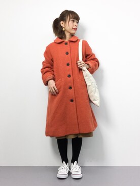 「Samansa Mos2（サマンサ モスモス）のアイテム（ステンカラーコート）」を使った、saya☺︎さん（レディース・149cm）の冬コーディネート